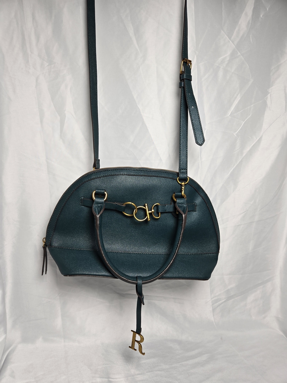 Rosetti Women’s Green Medium Crescent Zip Crossbody Bag Pockets Gold Hardware